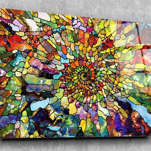 Colorful Abstract Tempered Glass Printing Wall Artmodern Etsy