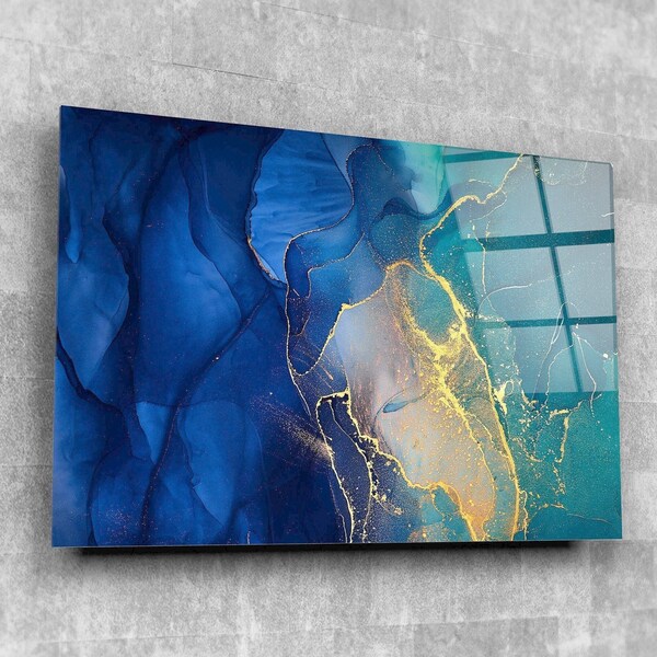 Dark Blue Wall Art Etsy