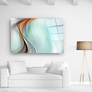 Modern Brown Lanes On Aqua Background Tempered Glass Printing Wall Art-Interior Design Wall Decor-Wall Hanging for Office-Housewarming Gifts