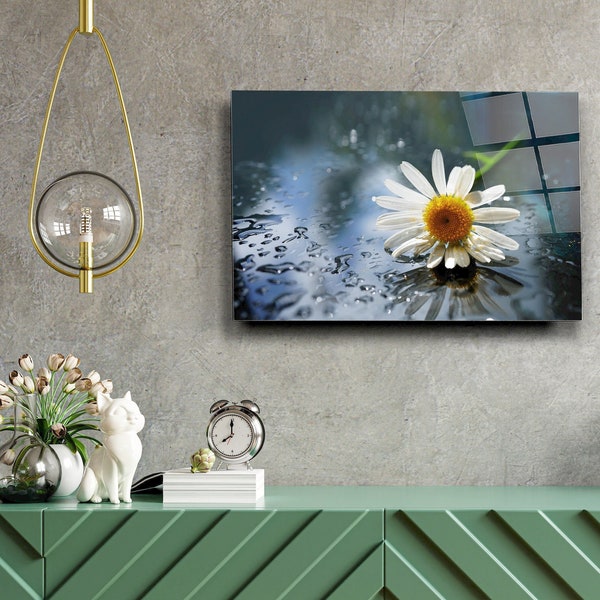 Daisy Tempered Glass Wall Art Etsy