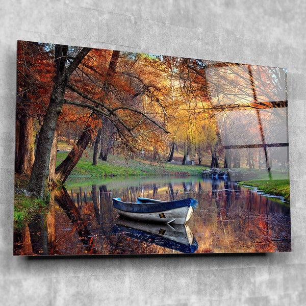 Autumn Landscape Tempered Glass Printing Wall Art-Modern Extra Large Wall Deco-Wall Hanging for Living Room-Housewarming Gift-Home Gifts