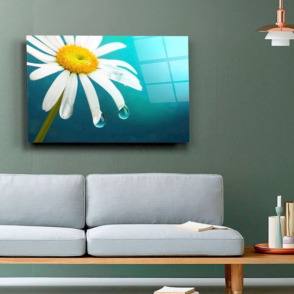 Daisy Tempered Glass Wall Art Etsy