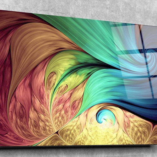 Colorful Hardwood Themed Tempered Glass Printing Wall Etsy