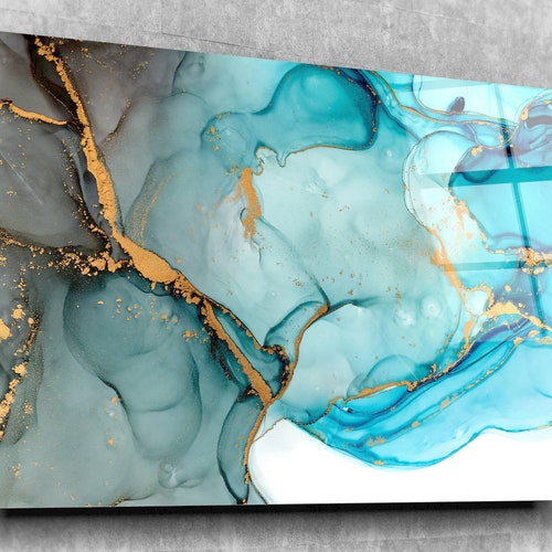 Colorful Shade of Blue Stained Glass Themed Tempered Glass Etsy UK