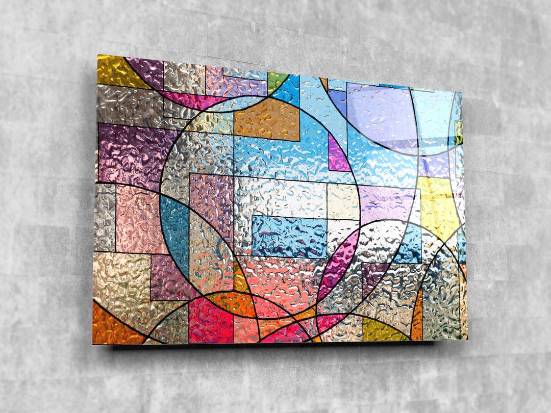 Colorful Modern Glass Themed Tempered Glass Printing Wall Artwall