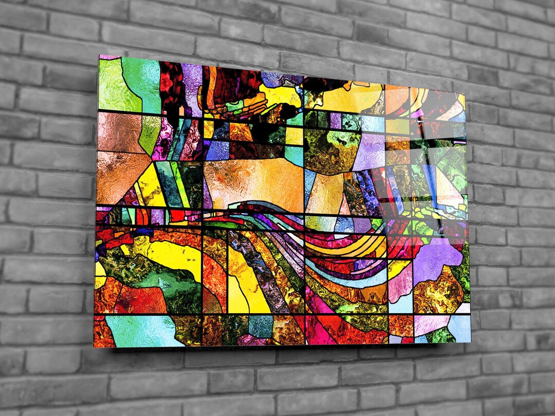 Colorful Abstract Modern Tempered Glass Printing Wall Artinterior