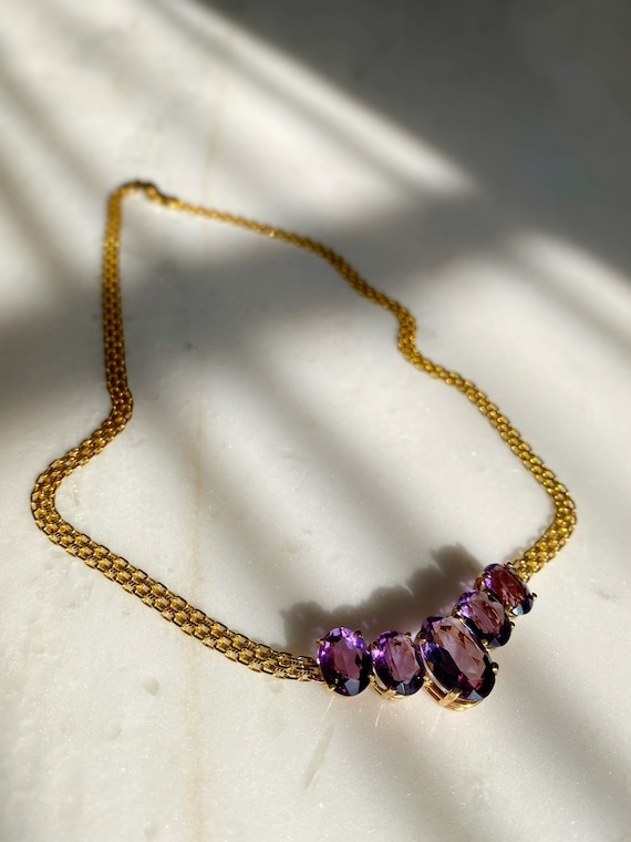 Bespoke Amethyst and 14k necklace - image 1