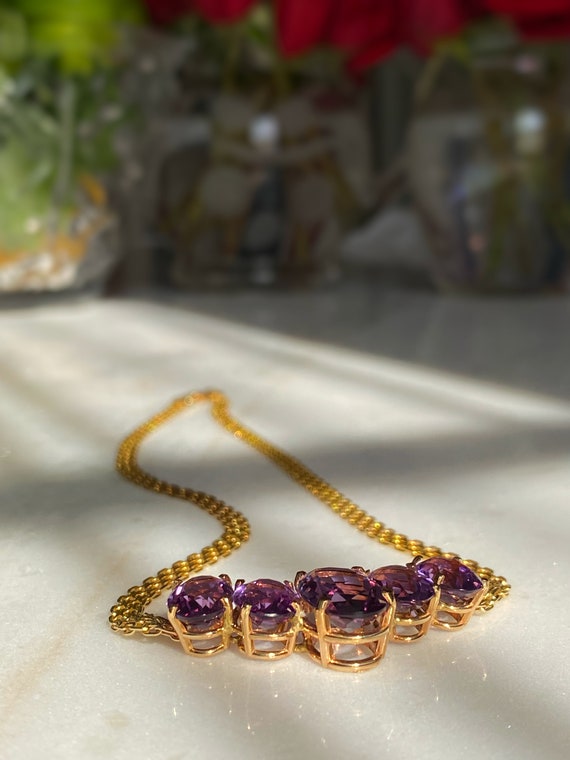 Bespoke Amethyst and 14k necklace - image 3