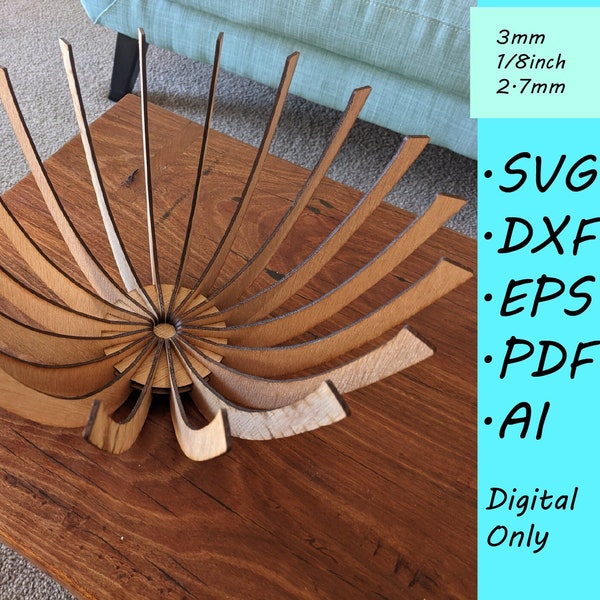 Elegant Fruit Bowl for Laser Cutting - Vector Files for Custom Design -  dxf, ai, svg, pdf, eps