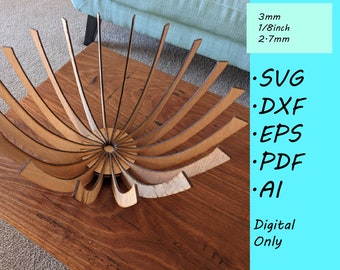Elegant Fruit Bowl for Laser Cutting - Vector Files for Custom Design -  dxf, ai, svg, pdf, eps