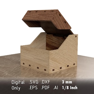 Laser Cut Recipe Card Box Template - Digital Files in DXF, EPS, PDF Formats