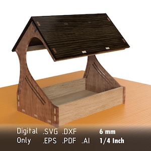 Bird Feeder Laser Files - Custom Design with Reinforced Base - 6mm and 1/4 inch material
