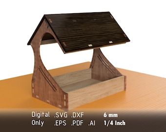 Bird Feeder Laser Files - Custom Design with Reinforced Base - 6mm and 1/4 inch material