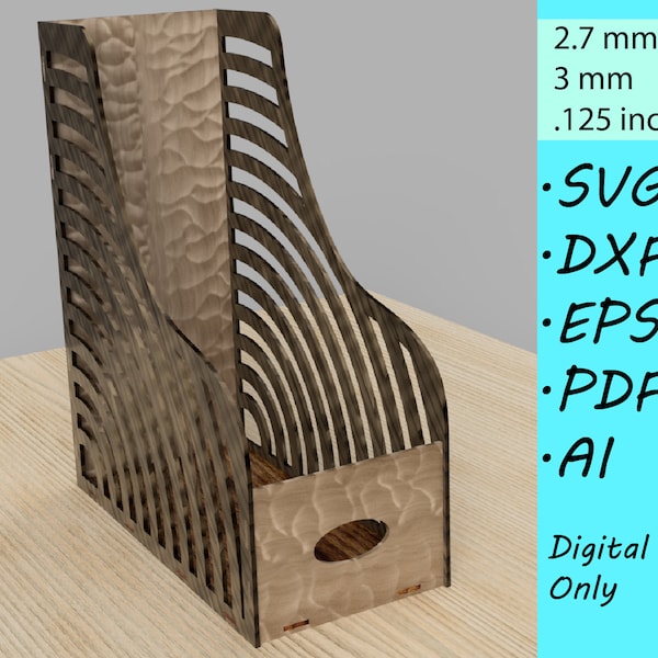 Modern Magazine Holder - Laser Cut Design - dxf, svg, eps, pdf, ai vector files for cutting