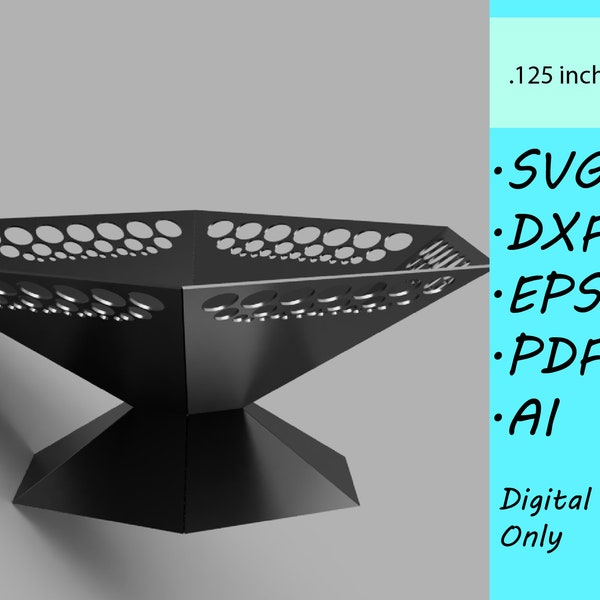 Laser Cut Fire Pit Design - Plasma Cutting Compatible - Digital Files in dxf, svg, ai, eps, pdf Formats