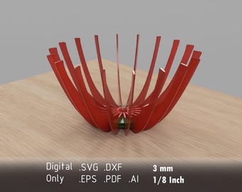 Elegant Fruit Bowl for Laser Cutting - Vector Files for Custom Design -  dxf, ai, svg, pdf, eps