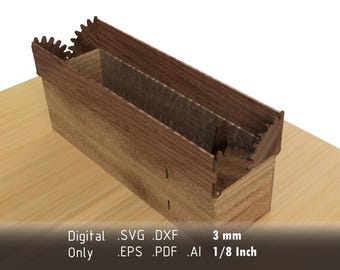 Laser Cut Gear Driven Wine Box - Unique Gear Lid Design - Digital Vector Files for Cutting