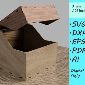 Lasergeschnittene Rezeptkarten-Box-Vorlage - Digitale Dateien in den Formaten DXF, EPS, PDF