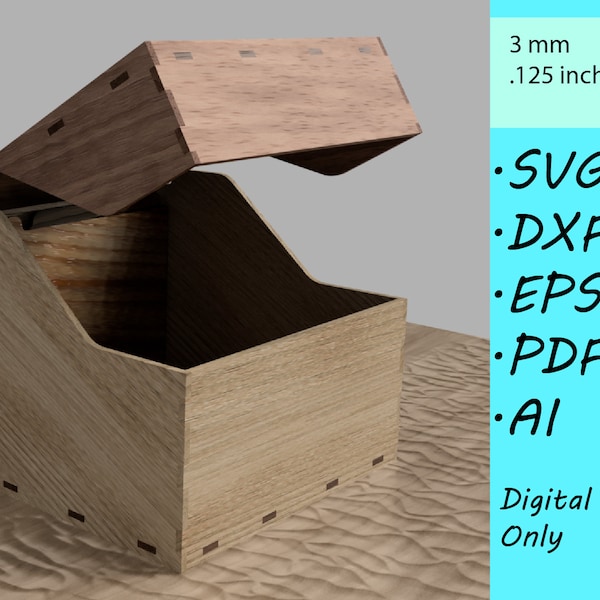 Laser Cut Recipe Card Box Template - Digital Files in DXF, EPS, PDF Formats