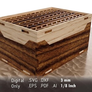 Decorative Laser Cut Box with Intricate Design: Vector Files for Laser Cutting