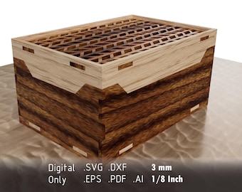 Decorative Laser Cut Box with Intricate Design: Vector Files for Laser Cutting