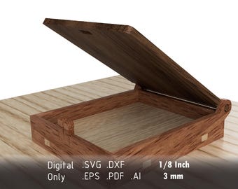 Exquisite Single Piece Jewelry Box: Thin Shape in Wood or Acrylic with Multiple File Types for High Design Flexibility