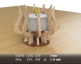 Laser Cut Tea Light Candle Holder - Digital Vector File in dxf, eps, svg, pdf, ai Formats