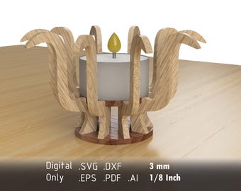 Stilvoller Teelichthalter - Vektorgrafik zum Laserschneiden - Erhältlich in DXF, EPS, SVG, pdf, ai