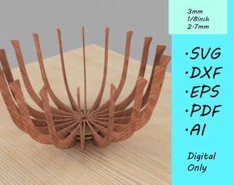 Stylish Fruit Bowl - Laser Cut Design - Vector Files - dxf, ai, svg, pdf, eps