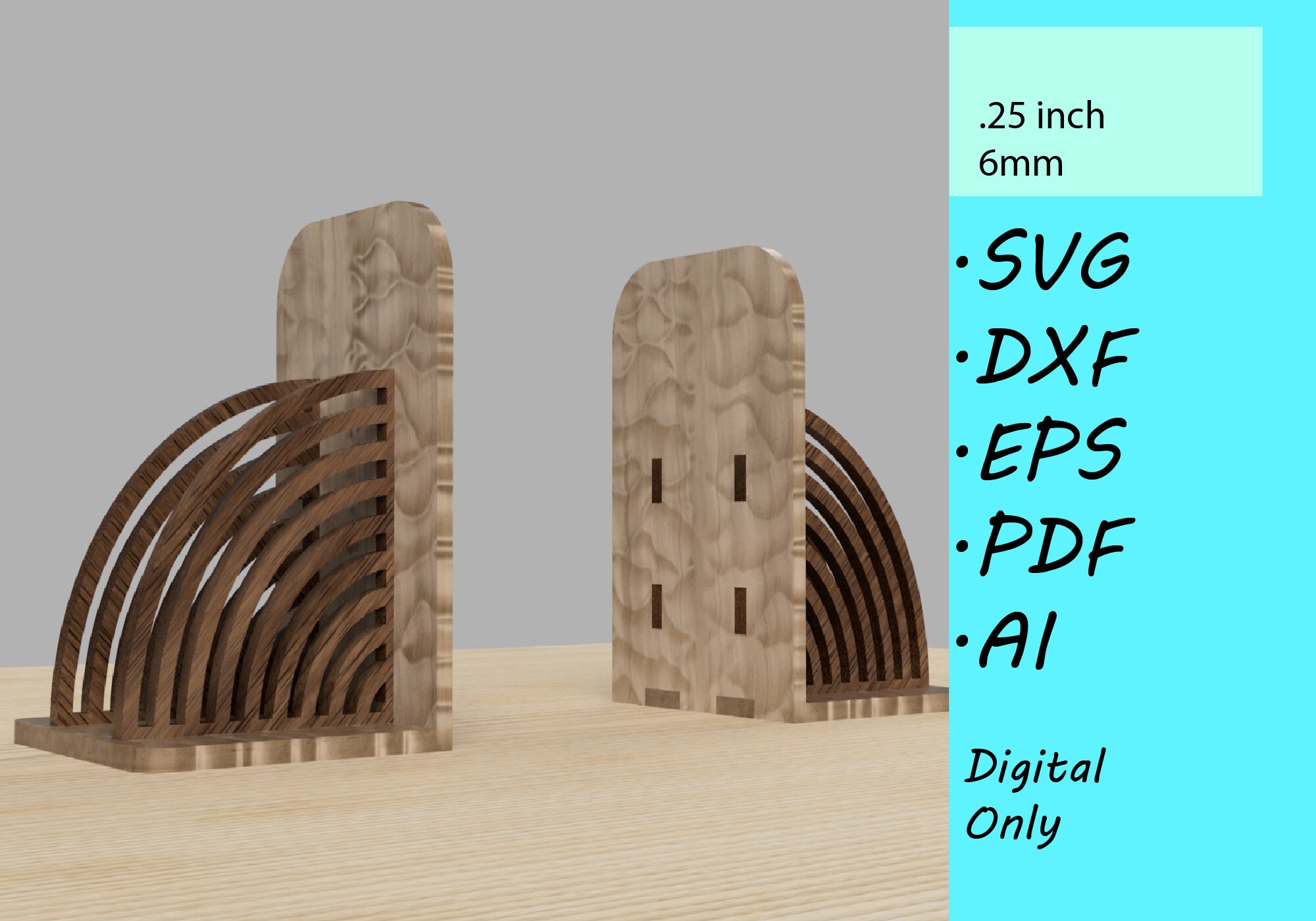 Laser Cut Book End Pattern - Modern Bookend Vector Files - Dxf, Eps ...