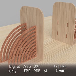 Laser Cut Modern Bookend Pattern - Digital Vector Files in dxf, eps, pdf, svg, ai Formats