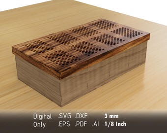 Large Tea Bag Box with Vector Files for Laser Cutting - Fancy Design for Organizing Your Favorite Teas