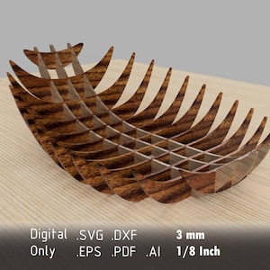 Elegant Segmented Laser Cut Fruit Bowl - Vector File for Laser Cutting - dxf, svg, pdf, eps, ai