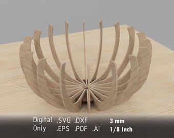 Elegant Fruit Bowl Holder - Laser Cutting Files - Vector Template - dxf, ai, svg, pdf, eps
