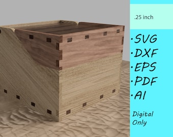 Laser Cut Recipe Card Box - Digital Vector Files for Cutting - Holds 5x7 Recipe Cards - dxf, svg, pdf Formats