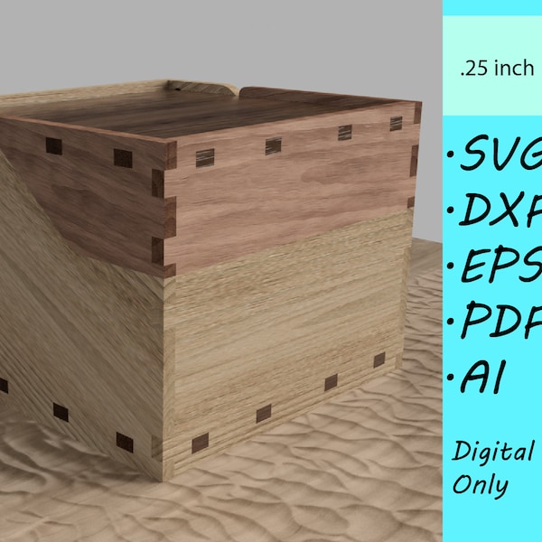 Laser Cut Recipe Card Box - Digital Vector Files for Cutting - Holds 4x6 Recipe Cards - dxf, svg, pdf Formats