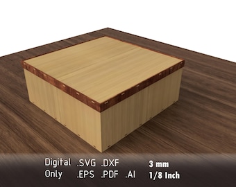 Wood Box Pattern 15"X15"X6", Laser cut pattern - Vector Files