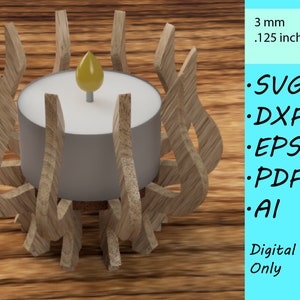 レーザーカット ティーライト キャンドルホルダー - dxf、eps、svg、pdf、ai 形式のデジタル ベクター ファイル