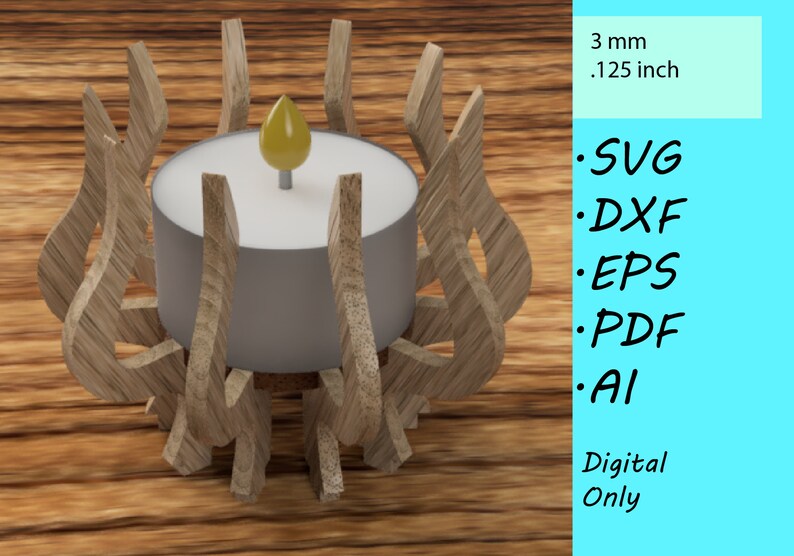 Tea Light Candle Holder Vector File Laser Cutting DXF Etsy UK