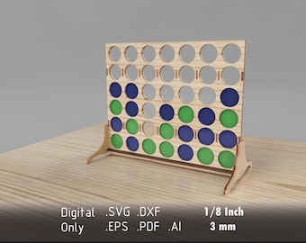 Large Laser Cut Connect the Dots Game - 4 in a Row - Digital Vector Files in dxf, svg, pdf, ai, eps Formats