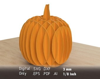 Laser Cut Halloween Pumpkin Pattern - Digital Vector Files for Cutting