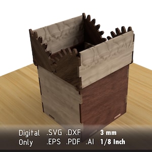 Geared Lid Box - Unique Gear Driven Box - Vector Files - dxf, svg, eps, ai, pdf