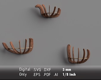 Elegant Wall-Mounted Air Plant Holders - Vector Files for Laser Cutting - dxf, svg, eps, pdf, ai