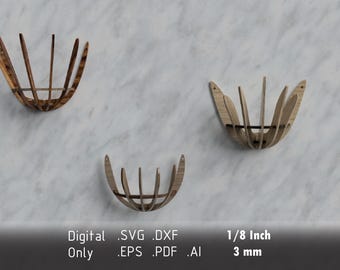 Handcrafted Air Plant Wall Mounts - Vector Files for Laser Cutting - dxf, svg, pdf, eps, ai