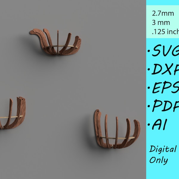 Elegant Wall-Mounted Air Plant Holders - Vector Files for Laser Cutting - dxf, svg, eps, pdf, ai