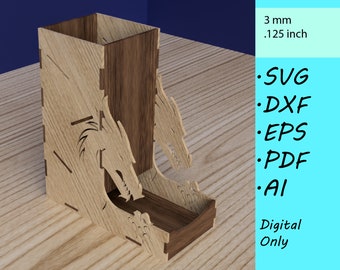 Laser Cut Dragon Dice Roller - Dungeons and Dragons Accessory - Digital Files in dxf, pdf, ai, svg, eps Formats