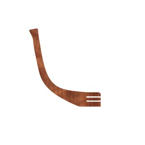 May include: A wooden hockey stick with a brown finish.