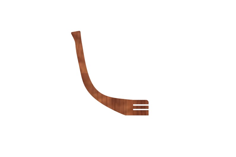 May include: A wooden hockey stick with a brown finish.