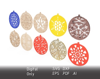 Handcrafted Laser Cut Christmas Ornaments - 10 Designs - Digital Files for Laser Cutting - dxf, svg, eps, ai