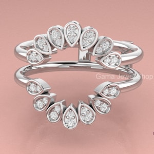 Moissaniet versterker trouwring dames, wraps voor ringen, ringjasversterker, 925 sterlingzilveren wrap guard ring, art deco vintage versterker